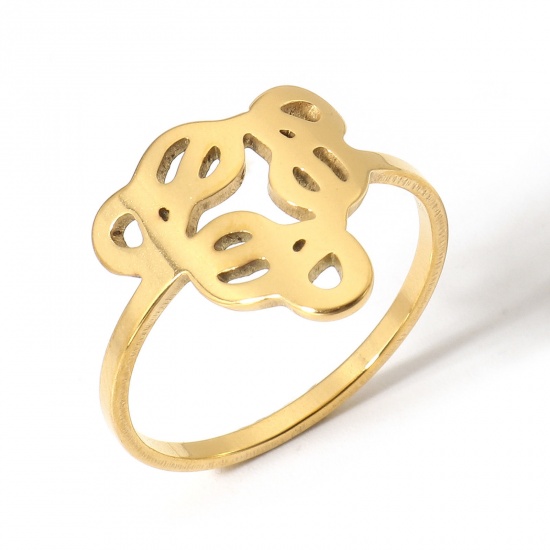 Picture of 1 Piece 304 Stainless Steel Unadjustable Rings Gold Plated Celtic Knot 17.7mm(US Size 7.5)