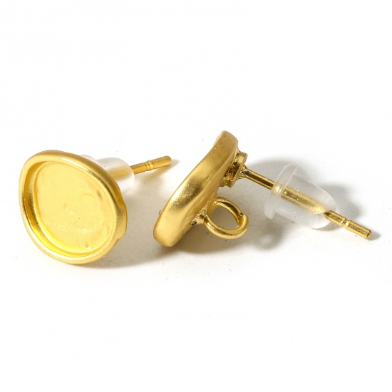 Immagine di 2 Pz Lega di Zinco Orecchini a Perno Tappi di Orecchini Goccia Oro Opaco Con Loop 12mm x 9mm, Diametro Filo: (19 misura)