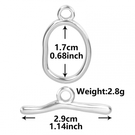 Bild von 2 Stück 304 Edelstahl Knebelverschluss Oval Silberfarbe