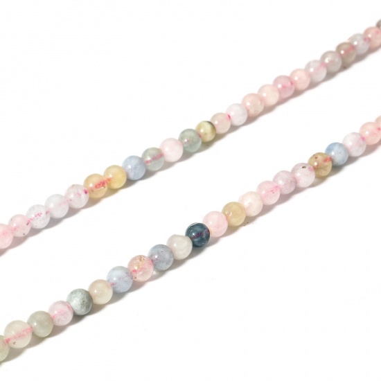 Picture of 1 Strand (Approx 110 - 95 PCs/Strand) (Grade A) Morganite ( Natural ) Loose Beads For DIY Charm Jewelry Making Round Multicolor About 4mm Dia., 39cm(15 3/8") long