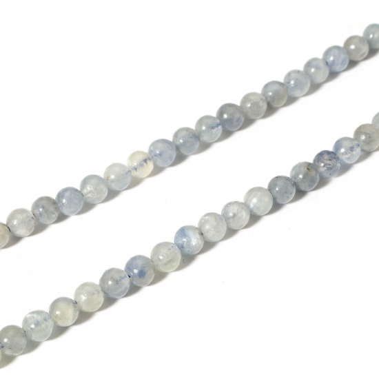 Picture of 1 Strand (Approx 110 - 95 PCs/Strand) (Grade A) Gemstone ( Natural ) Loose Beads For DIY Charm Jewelry Making Round Light Steel Gray About 4mm Dia., 39cm(15 3/8") long
