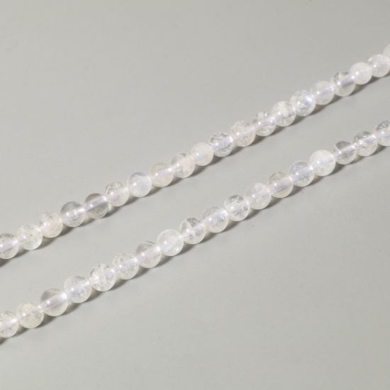 Picture of 1 Strand (Approx 110 - 95 PCs/Strand) (Grade A) Moonstone ( Natural ) Loose Beads For DIY Charm Jewelry Making Round White About 4mm Dia., 39cm(15 3/8") long