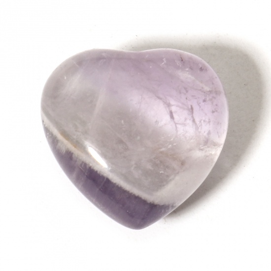 Picture of 1 Piece (Grade B) Amethyst ( Natural ) Loose Beads For DIY Charm Jewelry Making (No Hole) Heart Mauve About 15mm x 15mm