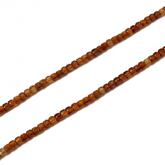 Immagine di 1 Filo (Circa 185 Pz/Treccia) (Grado A) Granato ( Naturale ) Perline per la Creazione di Gioielli con Ciondoli Fai-da-te Arancione Scuro Cubo Sezione 2mm x 2mm, 39cm Lunghezza