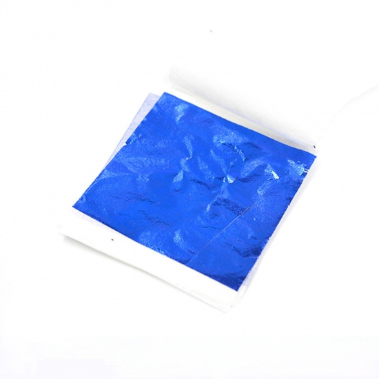 Picture of 100 Sheets Tin Foil Resin Jewelry Craft Filling Material Blue Square 9cm x 9cm