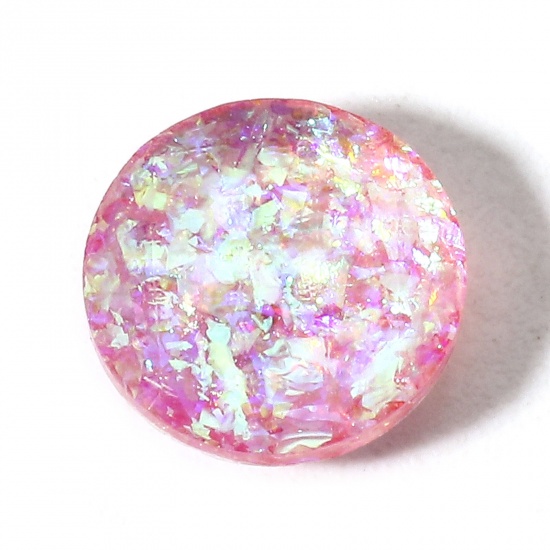 Изображение 1 ШТ Опал ( Обогрев / окрашенная ) Газоплотный Кабошон Круглые Розовый 8мм диаметр