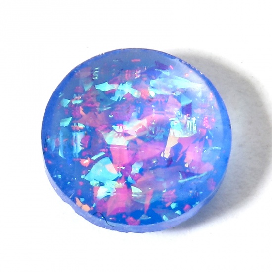 Изображение 1 ШТ Опал ( Обогрев / окрашенная ) Газоплотный Кабошон Круглые Сине-Фиолетовая 8мм диаметр