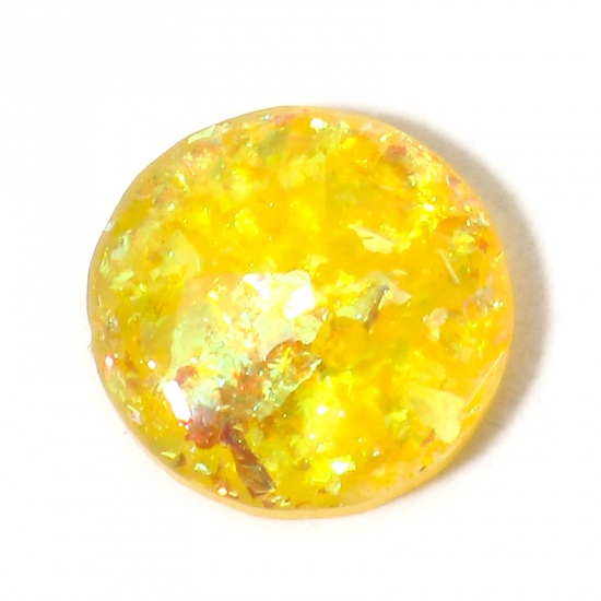 Picture of 1 Piece Opal ( Heated/Dyed ) Dome Seals Cabochon Round Yellow 8mm Dia.