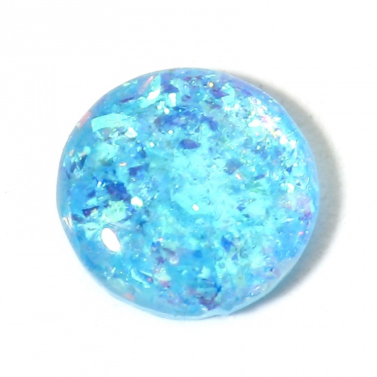 Picture of 1 Piece Opal ( Heated/Dyed ) Dome Seals Cabochon Round Blue 8mm Dia.