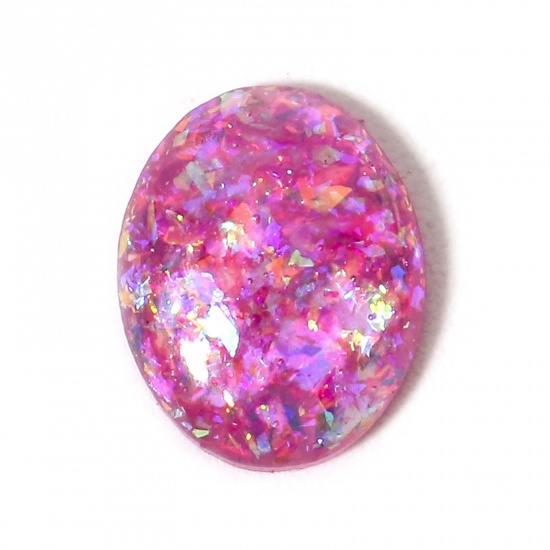 Picture of 1 Piece Opal ( Heated/Dyed ) Dome Seals Cabochon Oval Fuchsia 9mm x 7mm