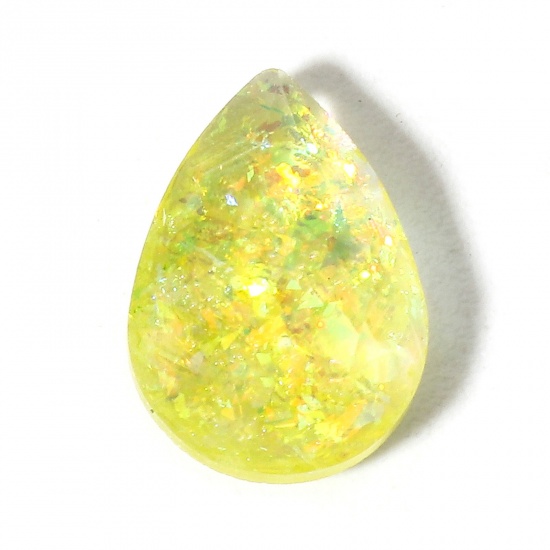 Picture of 1 Piece Opal ( Heated/Dyed ) Dome Seals Cabochon Drop Lemon Yellow 10mm x 7mm