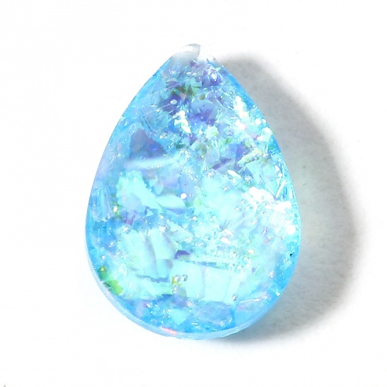 Immagine di 1 Pz Opale ( tintura ad alta temperatura ) Dome Seals Cabochon Goccia Blu Chiaro 10mm x 7mm