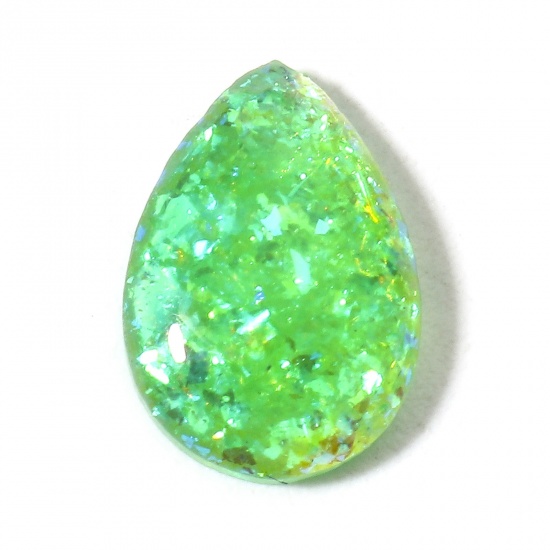 Picture of 1 Piece Opal ( Heated/Dyed ) Dome Seals Cabochon Drop Green 11mm x 7mm