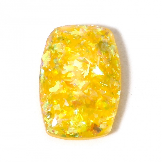 Picture of 1 Piece Opal ( Heated/Dyed ) Dome Seals Cabochon Quadrilateral Yellow 11mm x 8mm