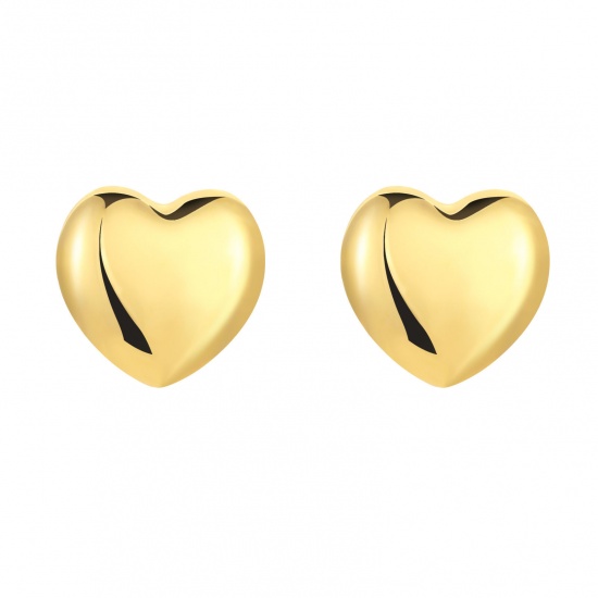 Immagine di San Valentino Elegante Orecchini a Perno All'Ingrosso, Cuore 16K Vero Oro Placcato 316 Acciaio inossidabile, Donne PVD Ecologica Impermeabile Anti-Ossidante Ipoallergenico Regalo Fornitura di Gioielli, 30mm x 30mm, 1 Paio