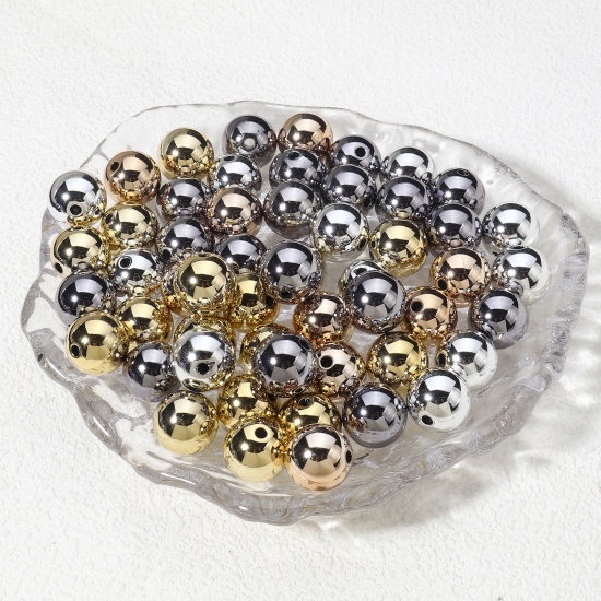 Image de 20 Pcs Perles pour DIY Fabrication de Bijoux de Charme en Acrylique Couleur Mélangée Au Hasard Rond Env. 16mm Dia, Trou: env. 2.5mm