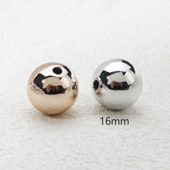 Bild von 20 Stück Acryl Perlen für die Herstellung von DIY-Charme-Schmuck Zufällig Gemischte Farben Rund ca. 16mm D., Loch:ca. 2.5mm