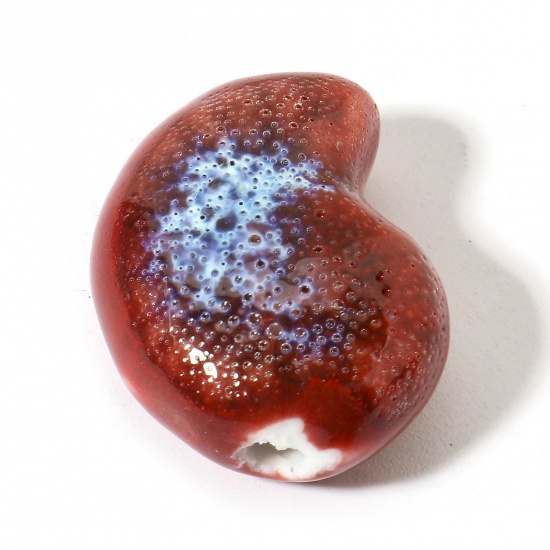 Bild von 10 Stück Keramik Ozean Schmuck Perlen für die Herstellung von DIY-Charme-Schmuck Strandschnecke Rot 3D ca. 21mm x 17mm, Loch:ca. 2mm