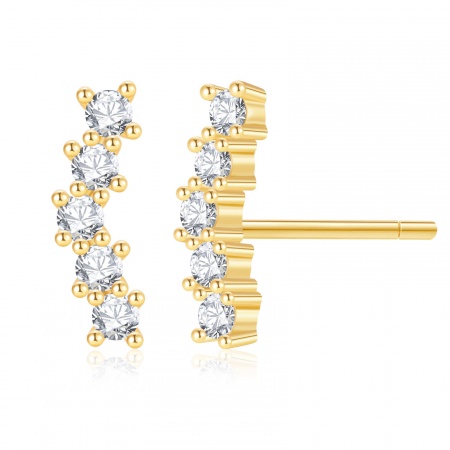 Immagine di Squisito Elegante Orecchini a Perno All'Ingrosso, Trasparente Strass 18K Vero Oro Placcato Ottone, Donne Ecologico Regalo Fornitura di Gioielli, 19mm x 11mm, 1 Paio