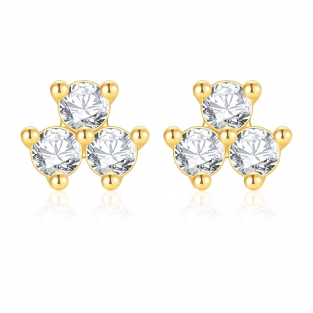Immagine di Squisito Elegante Orecchini a Perno All'Ingrosso, Trasparente Strass 18K Vero Oro Placcato Ottone, Donne Ecologico Regalo Fornitura di Gioielli, 19mm x 11mm, 1 Paio
