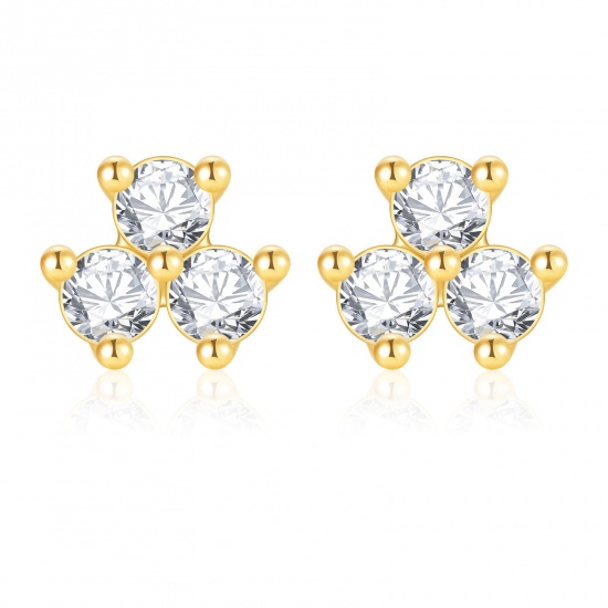 Bild von Großhandel Exquisit Stilvoll Ohrring Ohrstecker, Transparent Strassstein 18K Echtgold plattiert Messing, Frauen Umweltfreundlich Geschenk Schmuckbedarf, 19mm x 11mm, 1 Paar