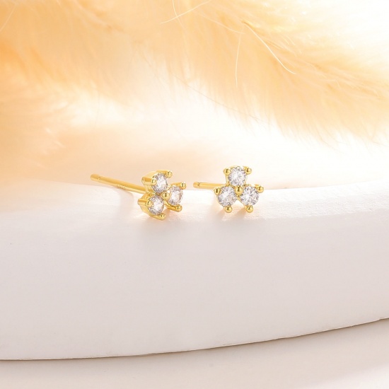Bild von Großhandel Exquisit Stilvoll Ohrring Ohrstecker, Transparent Strassstein 18K Echtgold plattiert Messing, Frauen Umweltfreundlich Geschenk Schmuckbedarf, 19mm x 11mm, 1 Paar