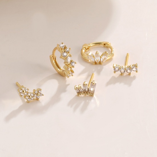 Bild von Großhandel Exquisit Stilvoll Ohrring-Set, 18K Echtgold plattiert Messing, Frauen Umweltfreundlich Geschenk Schmuckbedarf, 11mm x 9mm, 1 Set ( 5 Stk./Set)