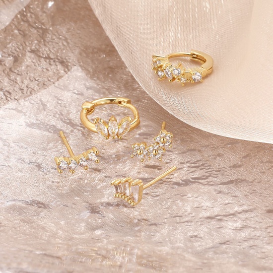 Bild von Großhandel Exquisit Stilvoll Ohrring-Set, 18K Echtgold plattiert Messing, Frauen Umweltfreundlich Geschenk Schmuckbedarf, 11mm x 9mm, 1 Set ( 5 Stk./Set)