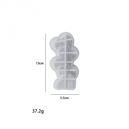 Immagine di 1 Pz Silicone Stampo in Resina per la Produzione di Sapone per Candele Fai-Da-Te Cuore Bianco 13cm x 5.5cm