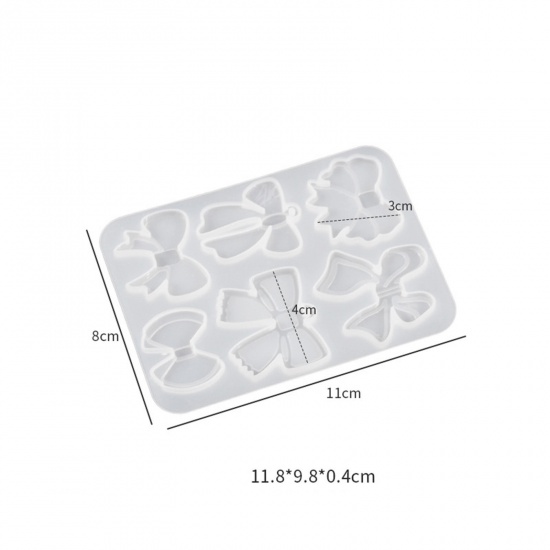 Immagine di 1 Pz Silicone Stampo in Resina per la Decorazione Domestica Fai-Da-Te Rettangolo Cravatta a Farfalla Bianco 11cm x 8cm