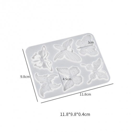 Imagen de 1 Unidad Silicona Molde de Resina para la Decoración del Hogar Fabricación de Bricolaje Rectángulo Mariposa Blanco 11.8cm x 9.8cm