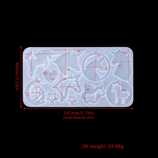 Immagine di 1 Pz Silicone Stampo in Resina per la Decorazione Domestica Fai-Da-Te Rettangolo Cavallo Bianco 14.7cm x 8cm