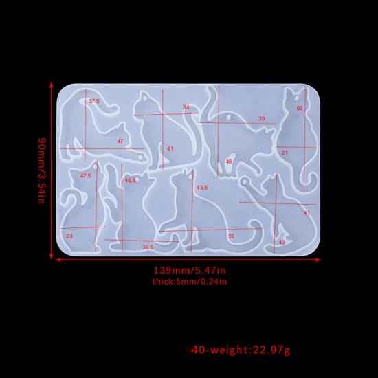 Immagine di 1 Pz Silicone Stampo in Resina per la Decorazione Domestica Fai-Da-Te Rettangolo Gatto Bianco 13.9cm x 9cm