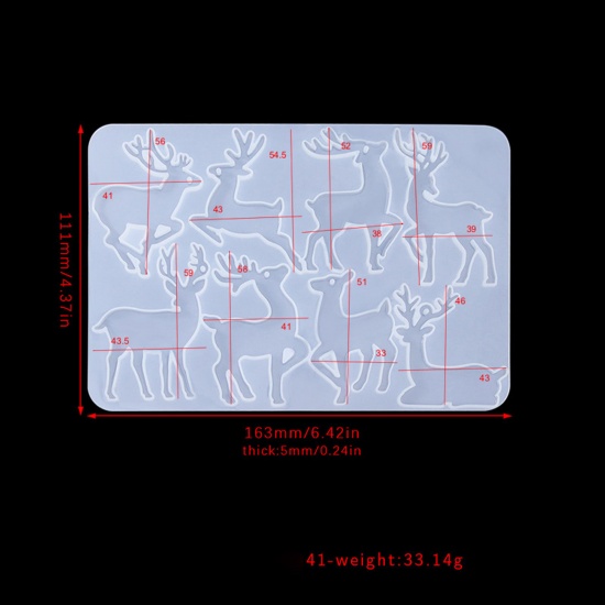 Immagine di 1 Pz Silicone Stampo in Resina per la Decorazione Domestica Fai-Da-Te Rettangolo Alce Bianco 16.3cm x 11.1cm