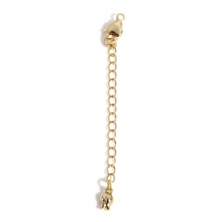 Picture of Brass Extender Chain Tulip Flower Real Gold Plated With Lobster Claw Clasp 7.2cm