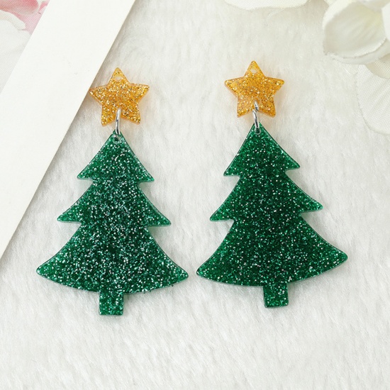 Immagine di 10 PCs Acrylic Christmas Pendants Christmas Tree Star Green 5.4cm x 3.2cm