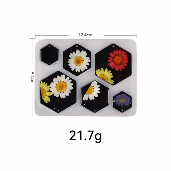 Immagine di 1 Pz Silicone Stampo in Resina per la Decorazione Domestica Fai-Da-Te Esagono Bianco 12.4cm x 9.4cm