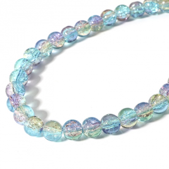 Image de 5 Enfilades (env. 102 Pcs/Enfilade) Perles pour DIY Fabrication de Bijoux de Charme en Verre Rond Multicolore Motif à Petites Fleurs, Env. 8mm Dia, Trou: 1mm, 75cm long