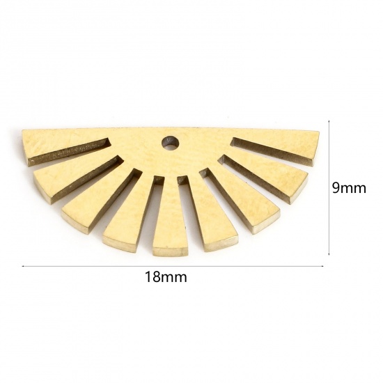 Imagen de 1 Unidad Recubrimiento al Vacío PVD Ecológico 304 Acero Inoxidable Geométrico Colgantes Medio Círculo 18K Oro Real Chapado Sol 18mm x 9mm