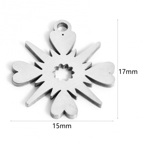 Immagine di 1 Pz 304 Acciaio Inossidabile Elegante Charms Stella Tono Argento Cuore 17mm x 15mm
