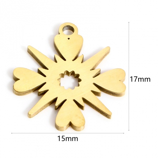 Immagine di 1 Pz Placcatura Sottovuoto PVD Ecologica 304 Acciaio Inossidabile Elegante Ciondoli Stella 18K Vero Oro Placcato Cuore 17mm x 15mm