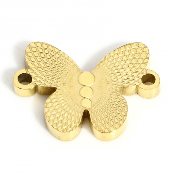 Bild von 1 Stück 304 Edelstahl Stilvoll Steckverbinder Charms Anhänger Schmetterling Vergoldet 15mm x 11mm
