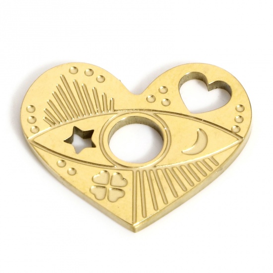 Imagen de 1 Unidad 304 Acero Inoxidable Elegante Conectores Dijes Colgantes Corazón Chapado en Oro Estrellas de cinco puntos 18mm x 15mm