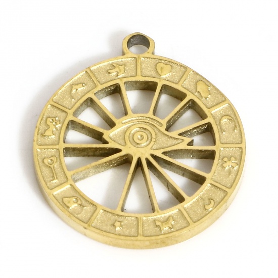 Picture of 1 Piece Eco-friendly PVD Vacuum Plating 304 Stainless Steel Stylish Charms 18K Real Gold Plated Clock Hollow 15.5mm x 14mm