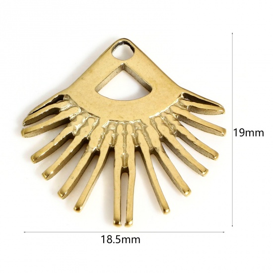 Picture of 1 Piece Eco-friendly PVD Vacuum Plating 304 Stainless Steel Galaxy Charms 18K Real Gold Plated Triangle Sunshine 19mm x 18.5mm