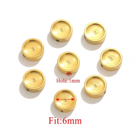 Picture of 304 Stainless Steel Beads For DIY Jewelry Making Flat Round Cabochon Settings