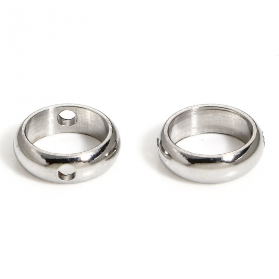 Picture of 2 PCs 304 Stainless Steel Beads Frames Round Silver Tone (Fits 5mm Beads) 8mm Dia.