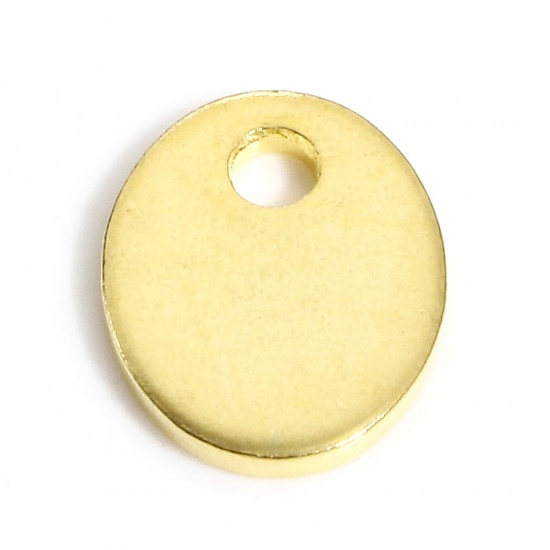 Bild von 10 Stück 304 Edelstahl Geometrisch Charms Vergoldet Oval 9mm x 7mm