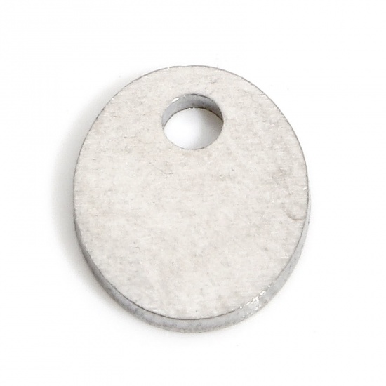 Bild von 10 Stück 304 Edelstahl Geometrie Serie Charms Oval Silberfarbe 9mm x 7mm
