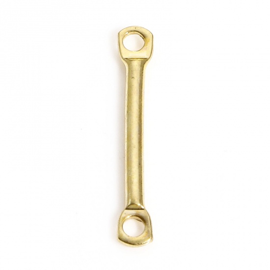 Picture of 10 PCs 304 Stainless Steel Connectors Charms Pendants Gold Plated Sticks 15mm x 2mm